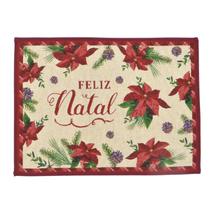 Tapete Retangular Estampas Natalinas 69x49cm Algodão Enfeite Natal Decoração Casa Premium