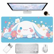 Tapete Retangular para Mouse Cachorrinho Fofo Azul Estilo Kawaii Desk Pad Gamer