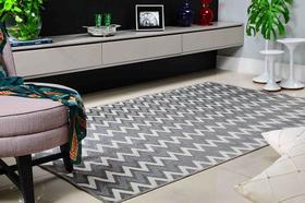 Tapete retangular sala e quarto 1,40m x 2,00m pratik textura jacquard zig zag cinza