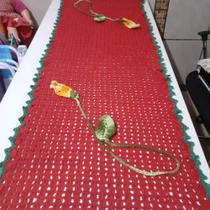 Tapete retangular Vera Artes vermelho com flores 50x50 Tapete retangular Vera Artes vermelho com flores 50x50