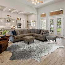 Tapete Rtizon Faux Cowhide 140 x 160 cm cinza para sala de estar