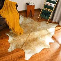 Tapete Rtizon Faux Cowhide Khak 140 x 160 cm para sala de estar