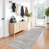 Tapete Runner BYYVOO lavável de 3 x 10 pés com suporte de borracha cinza