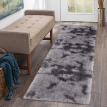 Tapete Runner CAROMIO 61x244 cm de pelúcia fofo cinza escuro