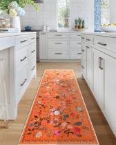 Tapete Runner CRYPTOLITE Boho Floral 60x180cm lavável antiderrapante