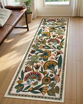 Tapete Runner de banheiro Zealude Egypt Floral Lavável 80x240cm