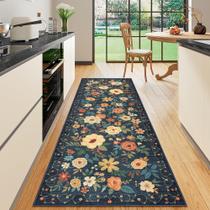 Tapete Runner DUKINO 2x6 para corredor, lavável, antiderrapante, azul escuro