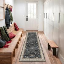 Tapete Runner Hazo Haus, de inspiração oriental, lavável de 2 x 7 pés, resistente a manchas Tapete Runner Hazo Haus, de inspiração oriental, lavável de 2 x 7 pés, resistente a manchas