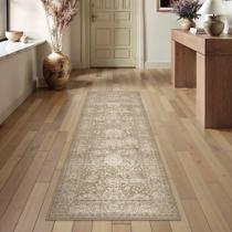 Tapete Runner HUGEAR Vintage Bege Retrô Envelhecido, 2 x 6 pés, lavável
