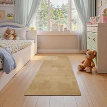 Tapete Runner Jinchan Solid Plush 60x150cm, lavável, bronzeado