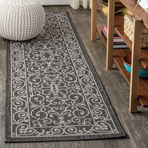 Tapete Runner JONATHAN Y Charleston Vintage 2m x 3m preto/cinza