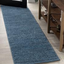 Tapete Runner JONATHAN Y Haze Solid Low-Pile Indoor Blue 2m x 3m