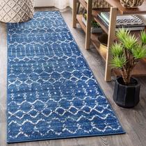Tapete Runner JONATHAN Y Moroccan Hype Boho Vintage 2 x 10 azul/branco