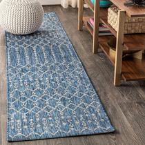 Tapete Runner JONATHAN Y Ourika Moroccan Geometric 2 X 10 Navy