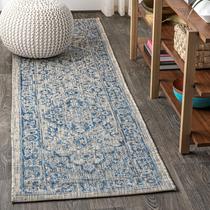 Tapete Runner JONATHAN Y Rozetta Boho Medallion 2 x 10 cinza/azul marinho
