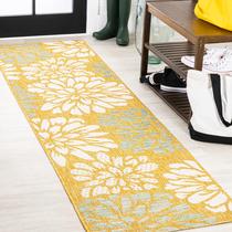 Tapete Runner JONATHAN Y Zinnia Modern Floral Amarelo 2m x 3m