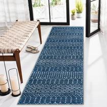 Tapete Runner Lahome azul marroquino 60x180cm antiderrapante resistente a manchas Tapete Runner Lahome azul marroquino 60x180cm antiderrapante resistente a manchas