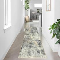 Tapete Runner Lahome Modern Abstract 60x240cm cinza antiderrapante Tapete Runner Lahome Modern Abstract 60x240cm cinza antiderrapante