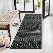 Tapete Runner Lahome Moroccan Black 60x120cm Antiderrapante Lavável Tapete Runner Lahome Moroccan Black 60x120cm Antiderrapante Lavável