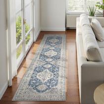 Tapete Runner Lahome Oriental, antiderrapante, lavável 60x240cm, azul Tapete Runner Lahome Oriental, antiderrapante, lavável 60x240cm, azul