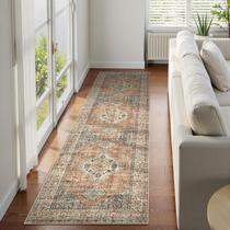 Tapete Runner Lahome Oriental lavável 60x180cm pêssego/laranja Tapete Runner Lahome Oriental lavável 60x180cm pêssego/laranja