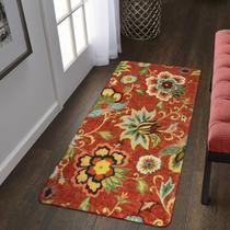 Tapete Runner Lahome vermelho floral 60x120cm lavável antiderrapante Tapete Runner Lahome vermelho floral 60x120cm lavável antiderrapante