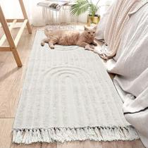 Tapete Runner LEEVAN Boho lavável 60x150cm de algodão bege