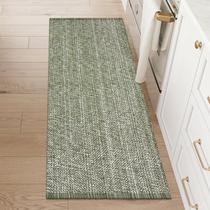 Tapete Runner LEEVAN Lavável Verde 60x180cm Algodão Reversível