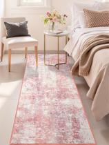 Tapete Runner Macgace lavável abstrato 2x6 rosa moderno