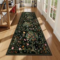 Tapete Runner Morebes Floral Lavável 60x240cm Antiderrapante Preto Tapete Runner Morebes Floral Lavável 60x240cm Antiderrapante Preto