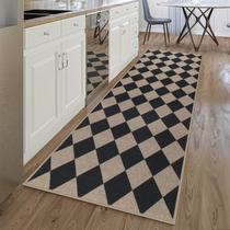 Tapete Runner Rugalia Easy Jute Checkered 2,6x8 preto moderno