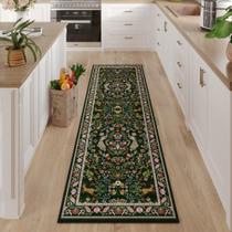 Tapete Runner Rugcomf Cozinha lavável 80x240cm Verde Esmeralda