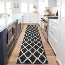 Tapete Runner SHACOS preto 61x244 cm, antiderrapante, lavável