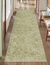 Tapete Runner Tangsoo 2x10 lavável para corredores, verde floral