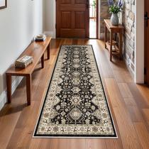 Tapete Runner TOPRUUG, lavável, 2 x 6 pés, antiderrapante, preto/verde