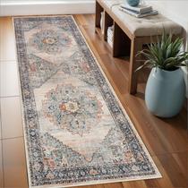 Tapete Runner TOPRUUG, lavável, 2 x 6 pés, corredor, cozinha, azul