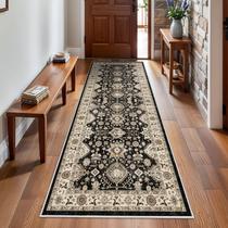 Tapete Runner TOPRUUG lavável de 3 x 8 pés de poliéster preto