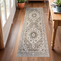 Tapete Runner TOPRUUG oriental lavável 2x6 para corredor bege