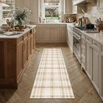 Tapete Runner WondRg Beige, 2 x 6 pés, lavável à máquina, pilha baixa