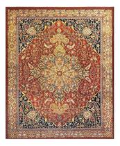 Tapete Sala 140X200 Classico Oriental Kashan Vermelho Preto