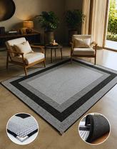 Tapete Sala 1,50x2,00m Tipo Sisal Cinza Preto Antiderrapante Moderno Decorativo Quarto Lancer Tapete Sala 1,50x2,00m Tipo Sisal Cinza Preto Antiderrapante Moderno Decorativo Quarto Lancer