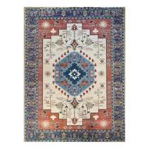 Tapete Sala 200X240 Cm Classico Oriental Kazak Bege Azul
