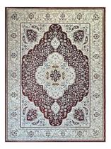 Tapete Sala 200X240 Cm Classico Oriental Vermelho Borda Bege
