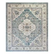 Tapete Sala 200X240Cm Classico Oriental Tabriz Azul Turquesa