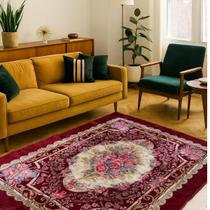 TAPETE SALA 2,00x2,50 SOFISTICADO LUXO INDIANO AVELUDADO VINHO