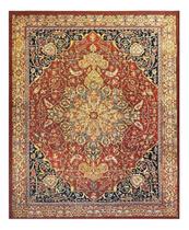 Tapete Sala 240X300 Classico Oriental Kashan Vermelho Preto