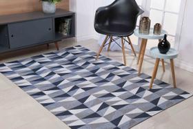 Tapete Sala 2,50m x 2,00m Jacquard Antiderrapante Geométrico - Ladrilhado Marinho