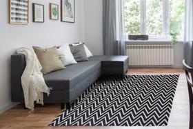 Tapete Sala 3,00M X 1,32M Antiderrapante Chevron Preto