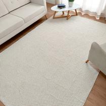 Tapete Sala Antiderrapante Grande 2,00 x 3,00 Xadrez Quadriculado Artesanal Natural 100% Algodão