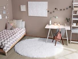 Tapete Sala Circular e Quarto Peludo Redondo Criança Bebê Felpudo 1,90